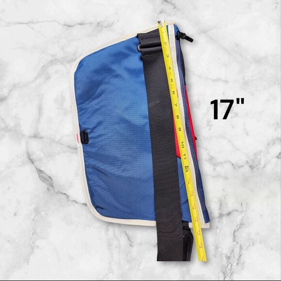 Timbuk2 Small Messenger Bag Red Blue White Trim w/ Cross Strap Excellent - Picture 7 of 8